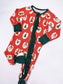 Red Vintage Christmas Ruffle Convertible Pajamas