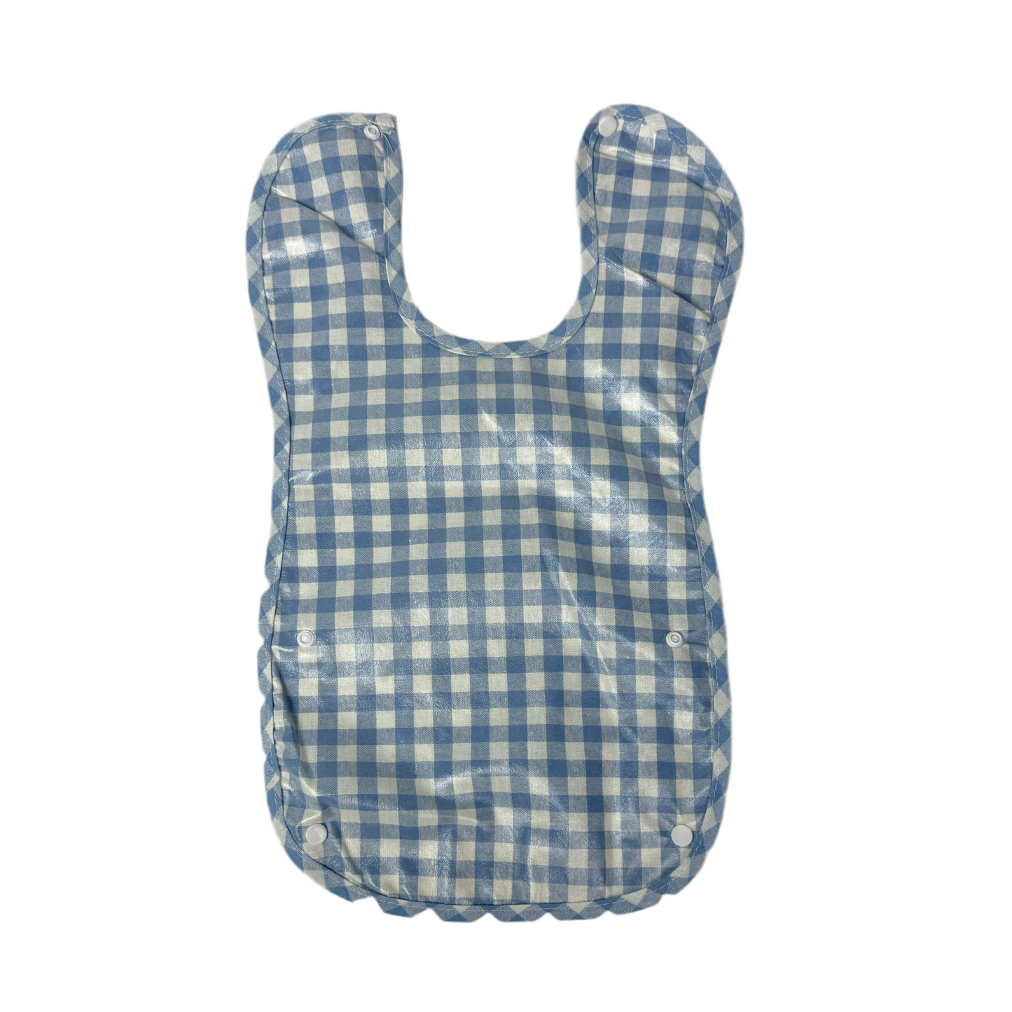 Tartan Checkered Bib with Button-Enclosure Pouch – Available in Green, Navy, Pink & Light Blue