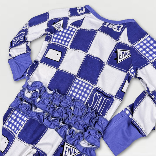 K-State Quilted College Ruffled Zip-Up Bamboo Pajama