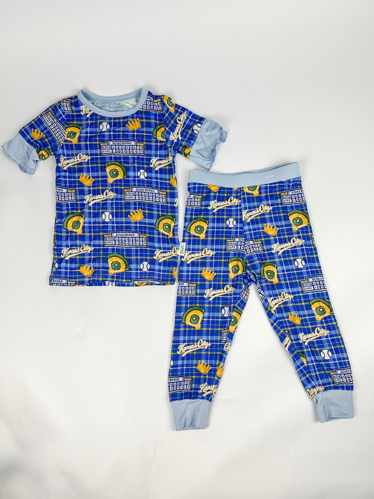 Heritage Plaid Baseball Ruffle Two-Piece Bamboo Pajama