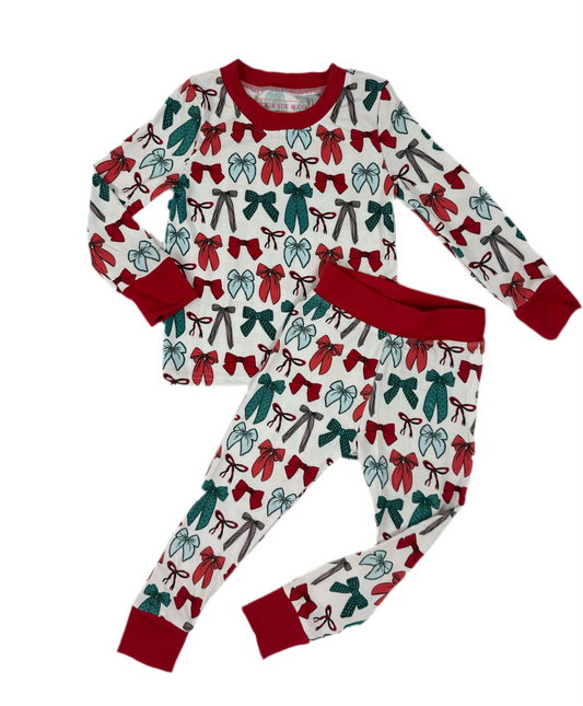 Girls Bamboo Pajama Set - Bows