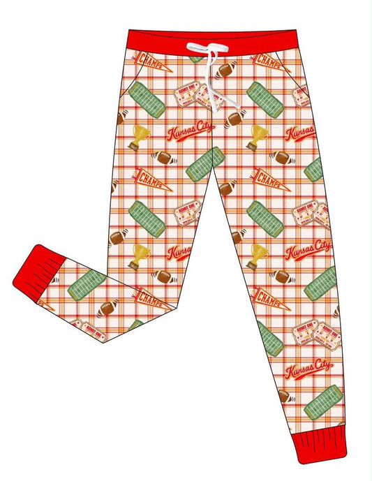 (Pre-Order) Adult Heritage Plaid Bamboo Lounge Joggers | Kansas City Football Inspired Pajamas