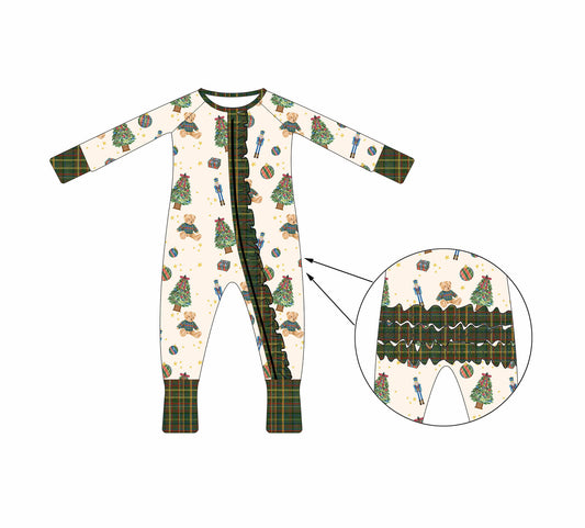 (Pre-Order) Christmas Traditions Ruffle Zip Convertible Pajamas