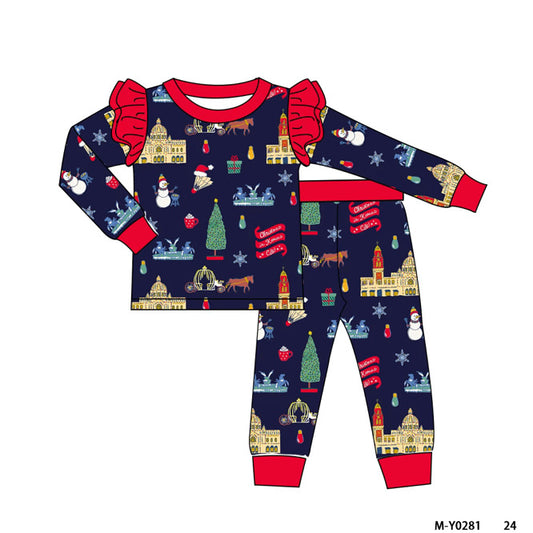 (Pre-Order) Christmas in Kansas City Ruffle 2 Piece Bamboo Pajama Set